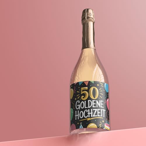 50 Goldenen Hochzeit - 6 Aufkleber für Wein & Sekt