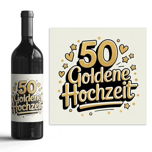50 Goldenen Hochzeit - 6 Aufkleber für Wein & Sekt