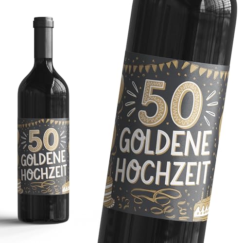 50 Goldenen Hochzeit - 6 Aufkleber für Wein & Sekt