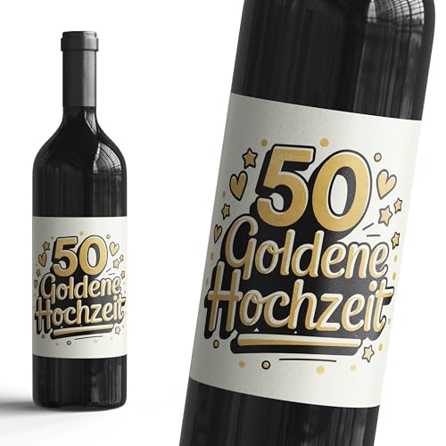 50 Goldenen Hochzeit - 6 Aufkleber für Wein & Sekt