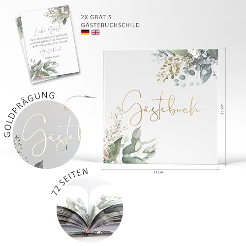 Gästebuch mit Eukalyptus-Motiv und Goldprägung - Eukalyptus