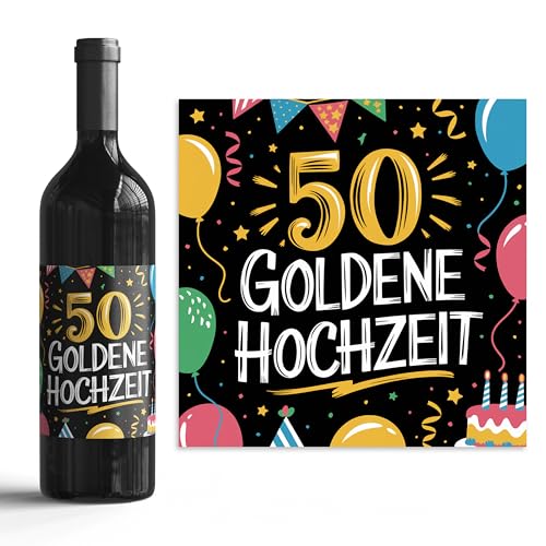 50 Goldenen Hochzeit - 6 Aufkleber für Wein & Sekt