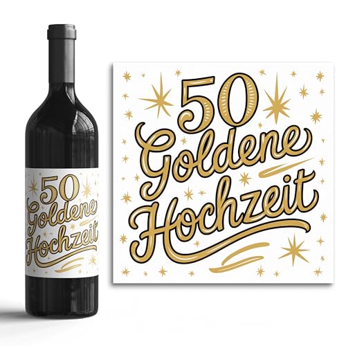 50 Goldenen Hochzeit - 6 Aufkleber für Wein & Sekt