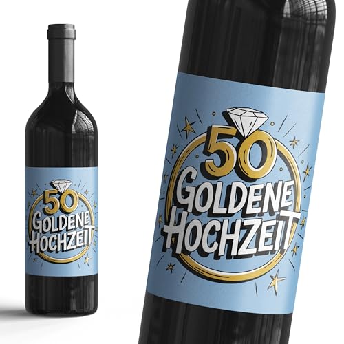 50 Goldenen Hochzeit - 6 Aufkleber für Wein & Sekt