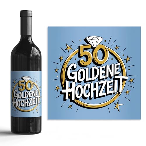 50 Goldenen Hochzeit - 6 Aufkleber für Wein & Sekt