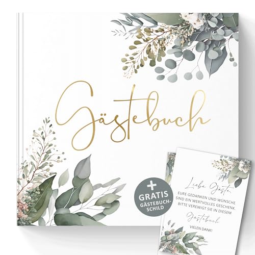 Gästebuch mit Eukalyptus-Motiv und Goldprägung - Eukalyptus