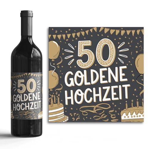 50 Goldenen Hochzeit - 6 Aufkleber für Wein & Sekt