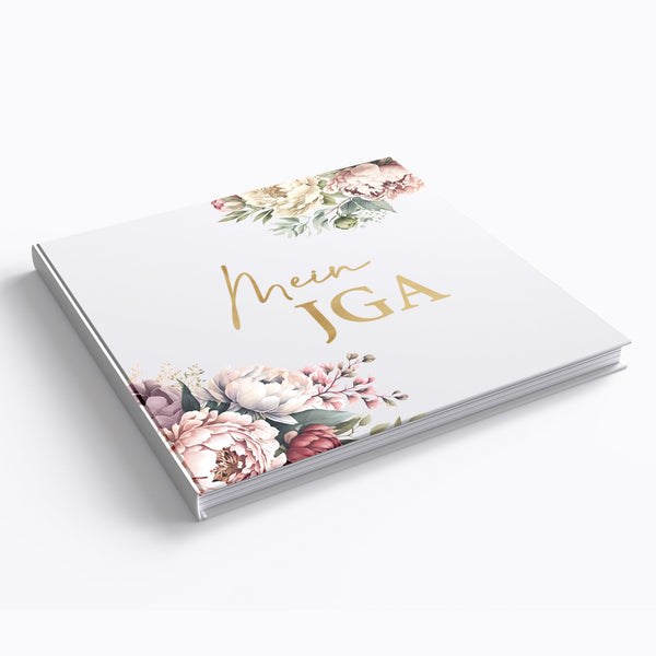 Mein JGA Gästebuch Pfingstrosen - Erinnerungsbuch für handschriftliche Botschaften - 72 Seiten ohne Fragen