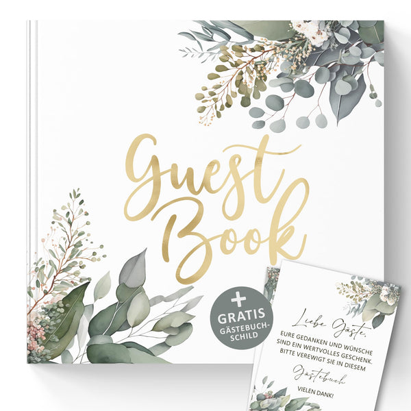 Guest Book to fill out and paste photos - Eucalyptus