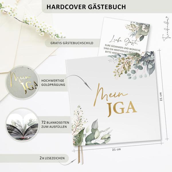 Mein JGA Erinnerungsbuch - Gästebuch für Glückwünsche und Fotos - 72 Seiten ohne Fragen