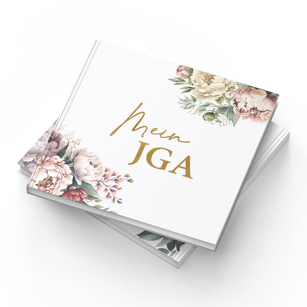 Mein JGA Gästebuch Pfingstrosen - Erinnerungsbuch für handschriftliche Botschaften - 72 Seiten ohne Fragen