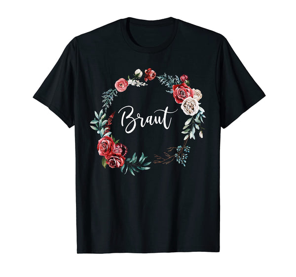 Braut Blumenkranz JGA Hochzeitsfeier Aquarell T-Shirt