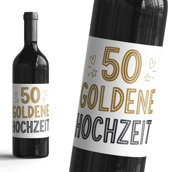 50 Goldenen Hochzeit - 6 Aufkleber für Wein & Sekt