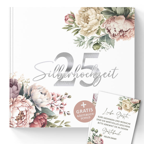 Gästebuch zum Ausfüllen und Fotos Einkleben - Pfingstrosen