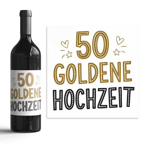 50 Goldenen Hochzeit - 6 Aufkleber für Wein & Sekt