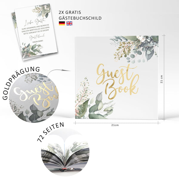 Guest Book to fill out and paste photos - Eucalyptus