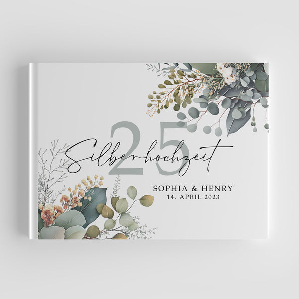 Personalized guest book for silver weddings & anniversaries