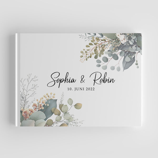 Personalized wedding guest book with hardcover