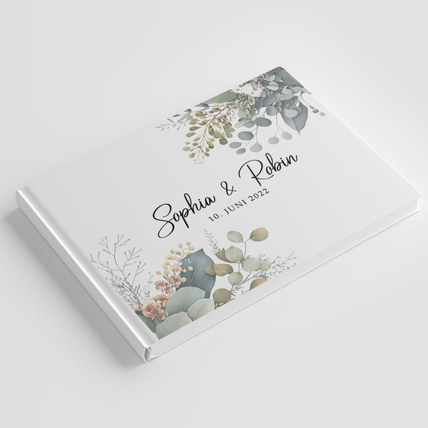 Personalized wedding guest book with hardcover