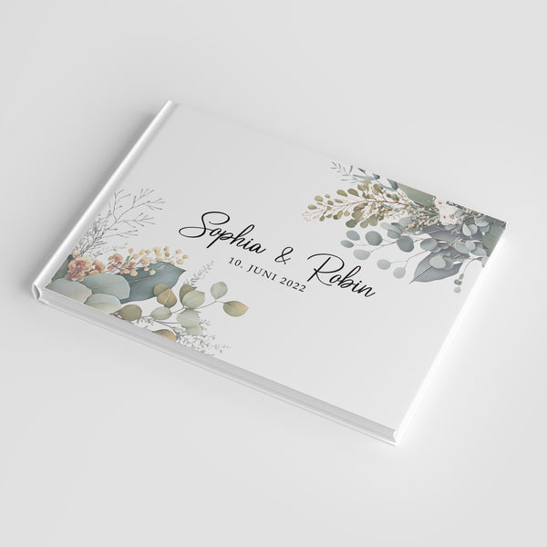 Personalized wedding guest book with hardcover