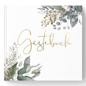 Gästebuch mit Eukalyptus-Motiv und Goldprägung - Eukalyptus