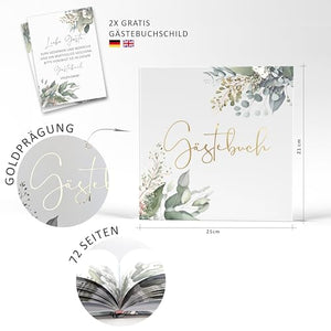 Gästebuch mit Eukalyptus-Motiv und Goldprägung - Eukalyptus