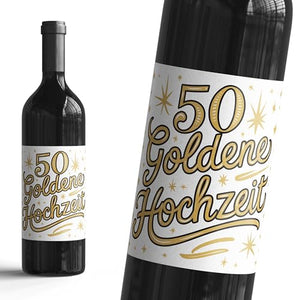 50 Goldenen Hochzeit - 6 Aufkleber für Wein & Sekt