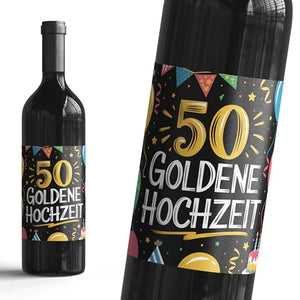 50 Goldenen Hochzeit - 6 Aufkleber für Wein & Sekt