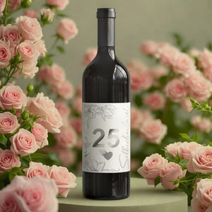 Bottle label set for silver wedding anniversary 25 years