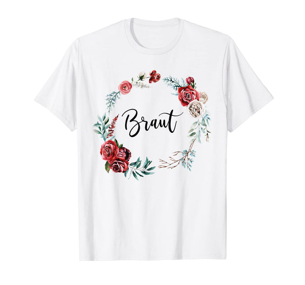 Braut Blumenkranz JGA Hochzeit Aquarell T-Shirt