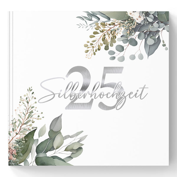 Persönliches Gästebuch zum 25. Hochzeitstag - Eukalyptus