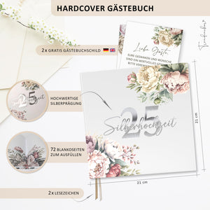 Gästebuch zum Ausfüllen und Fotos Einkleben - Pfingstrosen