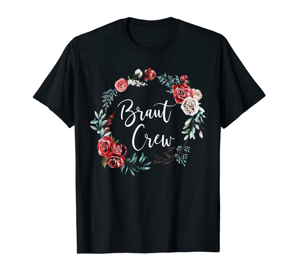 Braut Crew Blumenkranz JGA Hochzeit Aquarell T-Shirt