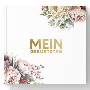 Gästebuch Mein Geburtstag mit Weinetiketten - Geschenk für Familie & Freunde zum Ausfüllen ohne Fragen