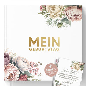 Gästebuch Mein Geburtstag mit Weinetiketten - Geschenk für Familie & Freunde zum Ausfüllen ohne Fragen