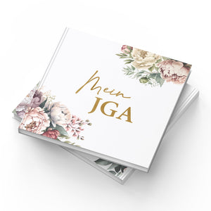 Mein JGA Gästebuch Pfingstrosen - Erinnerungsbuch für handschriftliche Botschaften - 72 Seiten ohne Fragen