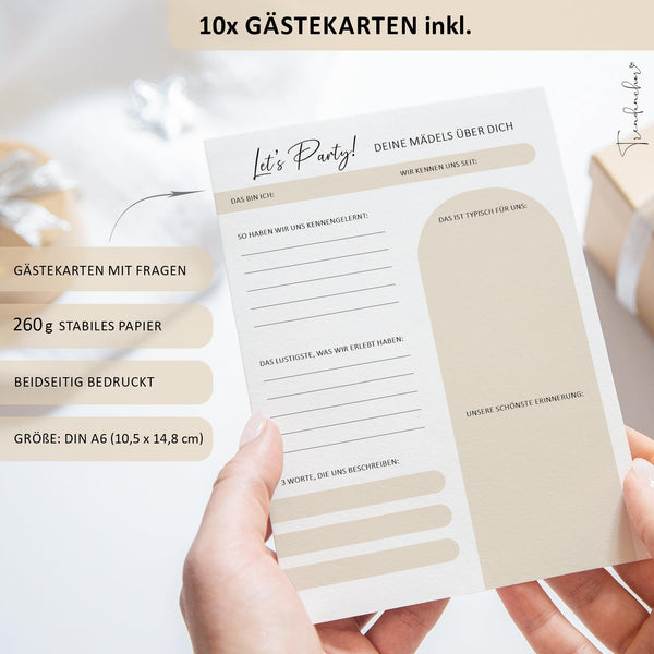 JGA Gästebuch Vintage Leinen mit Goldprägung – Fotoalbum & Erinnerungsbuch inkl. Gästekarten + Fotoecken