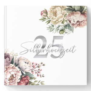 Gästebuch-Set zum Ausfüllen und Fotos Einkleben - Pfingstrosen