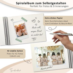 JGA Gästebuch Vintage Leinen mit Goldprägung – Fotoalbum & Erinnerungsbuch inkl. Gästekarten + Fotoecken