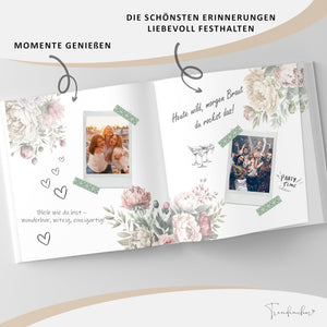 Mein JGA Gästebuch Pfingstrosen - Erinnerungsbuch für handschriftliche Botschaften - 72 Seiten ohne Fragen