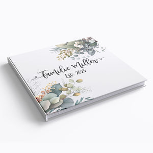 Personalisiertes Gästebuch für Hochzeit im Eukalyptus Design