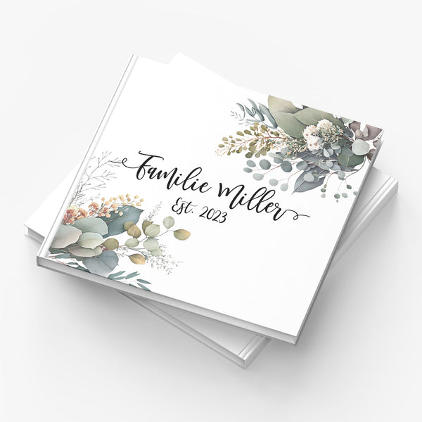 Personalisiertes Gästebuch für Hochzeit im Eukalyptus Design