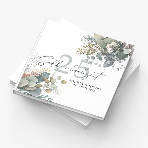 Erinnerungsalbum Brautpaar: Gästebuch mit Eukalyptus Design