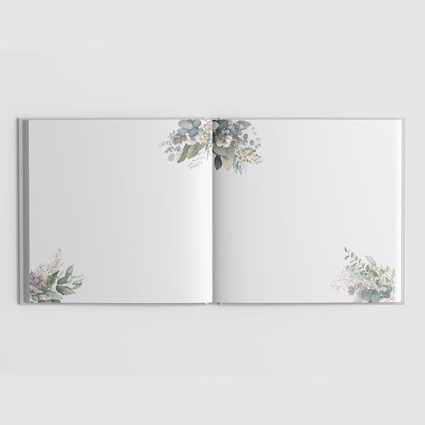 Memory album bride and groom: guest book with eucalyptus design