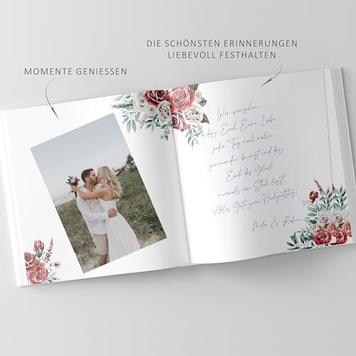 Personalisiertes Gästebuch "Rote Rosen" 21 x 21cm